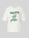 Marc Cain Slim fit T-shirt met motiefprint Offwhite
