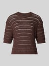 OPUS Bluza o kroju regular fit z perforowaniem model 'Mina' Ciemnobrązowy