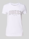 GUESS T-shirt met labelstitching Lichtblauw