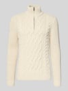 Superdry Loose Fit Troyer mit gerippten Abschlüssen Offwhite
