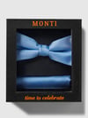 MONTI Fliege und Einstecktuch im Set aus reiner Seide Bleu