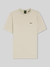 BOSS Green męski t-shirt o kroju regular fit z mieszanki bawełny Beżowy