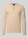 Christian Berg Men Slim Fit Strickpullover aus reinem Kaschmir mit Polokragen Camel Melange