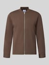 Lindbergh bluza rozpinana o kroju slim fit ze stójką Czekoladowy