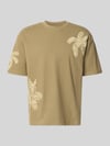Jake*s Studio Men T-Shirt mit Motiv-Stitching Oliv