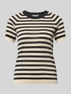 Jake*s Collection Regular Fit T-Shirt aus Viskose-Mix in Strick-Optik Dunkelblau