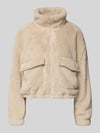 ONLY Loose fit fleecejack met opstaande kraag model 'ANNA CONTACT' Ecru