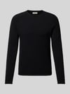 JACK & JONES Gebreide pullover met labelpatch, model 'HILL' Zwart