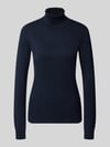 ICHI Slim Fit gebreide pullover van viscosemix model 'IHLULS' Marineblauw