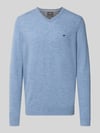 Fynch-Hatton Regular Fit Strickpullover aus Baumwoll-Mix mit Kaschmir-Anteil Hellblau