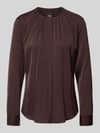 BOSS Zijden blouse met plooien Donkerbruin