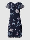 Christian Berg Cocktail Knielanges Cocktailkleid mit floralem Muster Marine Melange