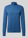 Christian Berg Men Sweter o kroju slim fit z mieszanki bawełny i wełny Jeansowy niebieski melanż