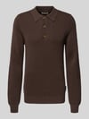 Casual Friday Sweter z dzianiny z kołnierzykiem polo model ‘ABEL’ Czekoladowy