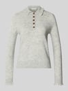 Christian Berg Woman Strickpullover mit Umlegekragen und Knopfleiste Mittelgrau Melange