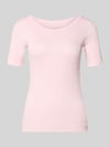 Marc Cain T-Shirt mit Rundhalsausschnitt und Label-Detail Rosa