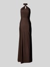 Laona Neckholder-Abendkleid mit Knotendetail und Gehschlitz Schoko