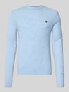 MCNEAL Slim Fit Strickpullover aus reiner Wolle mit Label-Stitching Sky Melange