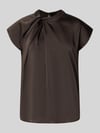 Neo Noir Top bluzkowy z satyny z detalem w postaci węzła model 'Fleur Drapy' Średniobrązowy