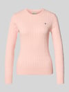 GANT Gebreide pullover met kabelpatroon en labelstitching Roze