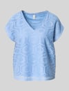 VERO MODA Pudełkowy krój t-shirt z półprzezroczystym obszyciem model 'IRIS' Jasnoniebieski