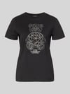 GUESS Activewear T-Shirt mit Ziersteinbesatz und Rundhalsausschnitt Black