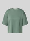 MSCH Copenhagen Boxy fit sweatshirt van viscosemix met 1/2-mouwen Kaki