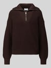Jake*s Casual Loose fit schipperstrui van puur katoen Donkerbruin