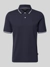 bugatti Slim Fit Poloshirt mit Label-Stitching Dunkelblau