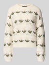 VERO MODA Regular Fit Strickpullover mit Lochstrickmuster Modell 'IDELLE' Offwhite