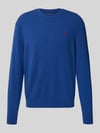 Replay Strickpullover aus Lanawoll-Mix mit Rundhalsausschnitt Blau