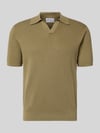 Jake*s Studio Men Strickshirt mit Polokragen und V-Ausschnitt Oliv