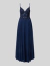 Mascara Abendkleid mit Spitzenbesatz Marine