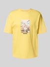 REVIEW Regular Fit T-Shirt aus Baumwoll-Viskose-Mix Pastellgelb