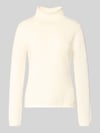 Fynch-Hatton Sweter z dzianiny z wełny lana ze stójką Złamany biały