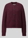 Marc O'Polo DENIM Regular Fit Strickjacke aus Schurwoll-Mix mit Alpaka-Anteil Bordeaux