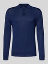 Christian Berg Men Slim Fit Strickpullover aus Woll-Mix Dunkelblau Melange
