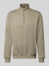 JACK & JONES Regular Fit Sweatshirt mit Troyer-Kragen Modell 'Bradley' Oliv