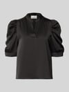 Neo Noir Regular Fit Bluse aus Satin mit Puffärmeln Modell 'Roella' Black