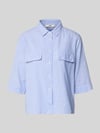 0039 Italy Blouse van linnenmix met borstzakken model 'BEA' Lichtblauw