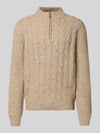 Fynch-Hatton Gebreide pullover met ribboorden Beige