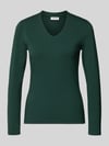 MORE & MORE Longsleeve z dekoltem w serek Butelkowy zielony