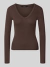 VERO MODA Slim Fit Langarmshirt aus Baumwoll-Mix Modell 'CHLOE' Schoko