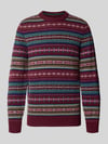 MCNEAL Slim Fit Strickpullover aus Baumwoll-Mix mit Rundhalsausschnitt Dunkelrot Melange