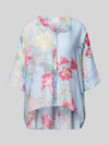 COMMA Relaxed Fit Bluse aus Viskose-Mix im Allover-Look Bleu