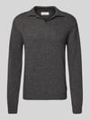 Casual Friday Gebreide pullover van wolmix met polokraag, model 'Karl' Middengrijs