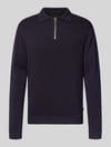 JACK & JONES Premium Sweter z dzianiny z prążkowanymi wykończeniami model ‘MILANO’ Ciemnoniebieski