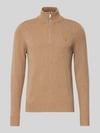 Tommy Hilfiger Regular Fit Troyer aus reiner Wolle Camel