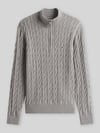 Tommy Hilfiger Regular Fit Troyer aus reiner Baumwolle mit Logo-Stitching Hellgrau
