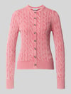 Jake*s Casual Cardigan aus reiner Baumwolle mit Zopfmuster Pink